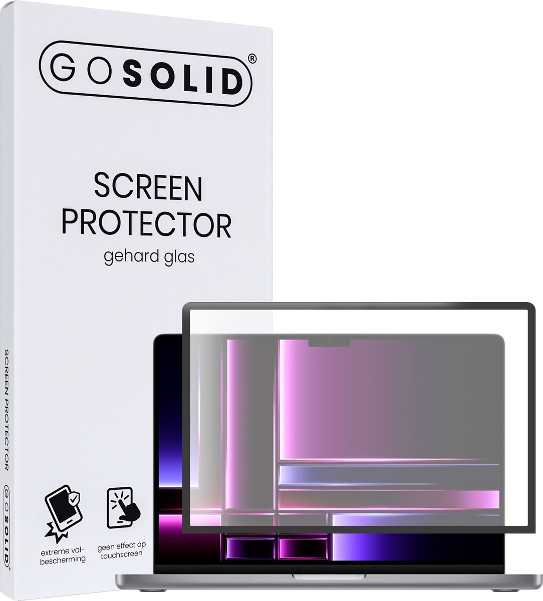GO SOLID! ® Screenprotector geschikt voor MacBook pro (2021) 14,2-inch M1 Max gehard glas