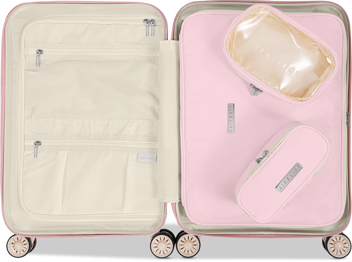 SUITSUIT Fabulous Fifties - Packing Cubes - Set van 3 - Handbagage koffer 55 cm - Koffer organizer set - Bagage organizers - Roze Pastel