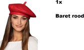 Baret Frans rood - Landen Frankrijk Hoofddeksel festival thema feest fun hoed