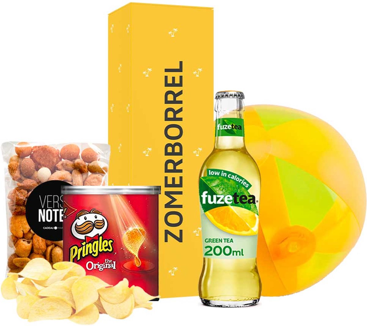 Mini Zomerpakket met Fuze Tea Green | Zomer Borrel | Zomer borrelpakket | Zomer Cadeau | Zomer cadeaupakket | Met strandbal en FUZE TEA GREEN