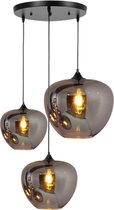 SensaHome MD85974-3 Hanglampen - 3-Lichts Eetkamer Verlichting - Smokey Glazen Eettafel Lamp - 28cm - E27 Fitting - Exclusief Lichtbron