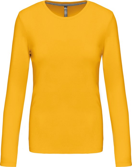 Damesshirt met lange mouwen en ronde hals Yellow - XL