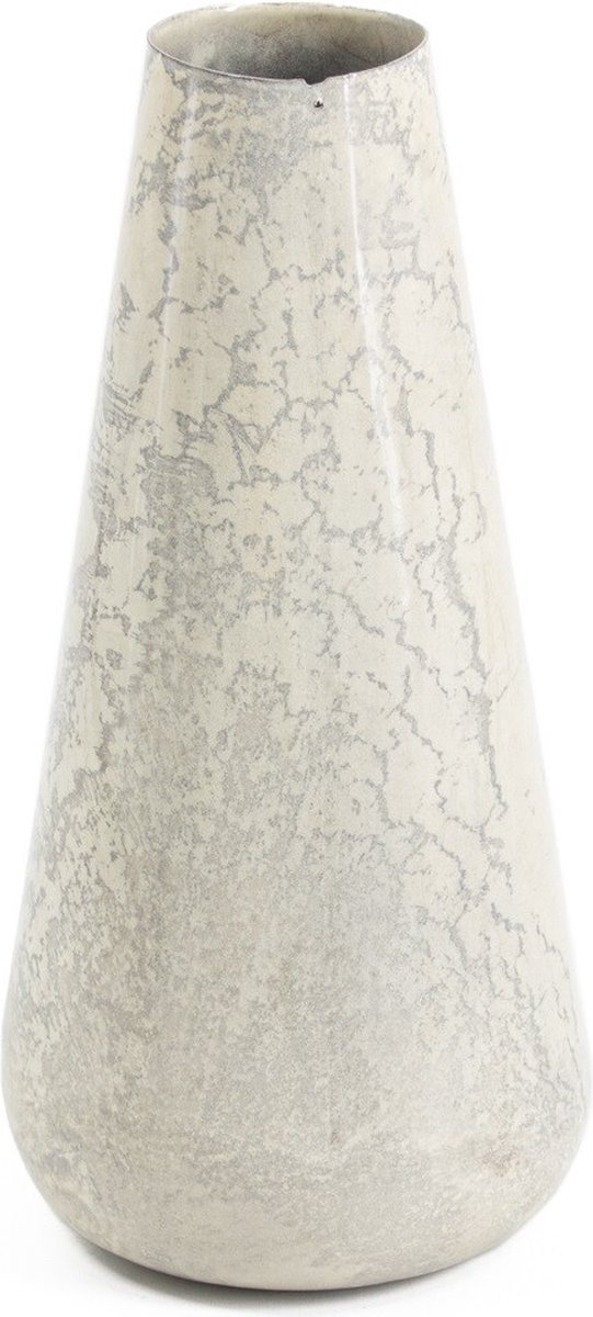 homebound by ky Vaas metaal white marble | bloemenvaas | 6x13,5x27cm Wit