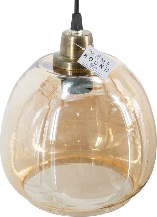 Suspension verre rouille/or - Kolony - 15x30x17cm - Lampe dorée