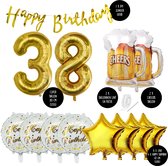 38 Jaar Verjaardag Cijfer ballon Mannen Bier - Feestpakket Snoes Ballonnen Cheers & Beers - Herman