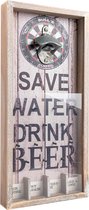 Drinkspel | Wandbord | tekst "save water drink beer" | H 39.5 cm x B 18,5 cm