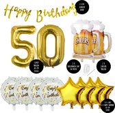 50 Jaar Verjaardag Cijfer ballon Mannen Bier - Feestpakket Snoes Ballonnen Cheers & Beers - Herman
