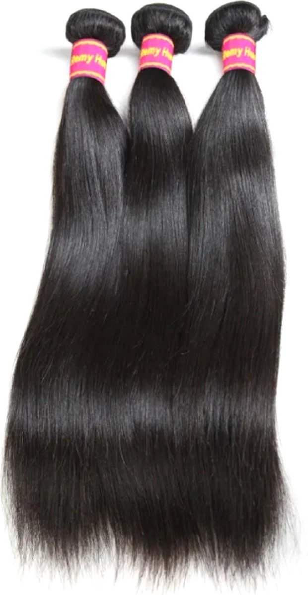 frazimashop - Braziliaanse Remy weave - 16 inch donkerbruine steil weave -real hair extensions -1 stuk. bundel menselijke haren