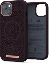 Njord byELEMENTS iPhone 13 Mini hoesje - Telefoonhoesje van Hoogwaardig Zalmleer - Gereycled / Duurzaam materiaal - 2 Meter valbescherming - Geschikt voor Magsafe / Draadloos laden - Paars