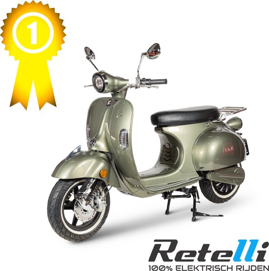 BEST GETEST - elektrische scooter - Retelli Vecchio Classico 24AH - [groen] - Brom/snor - retro - incl kenteken, tenaamstelling en rijklaar maken