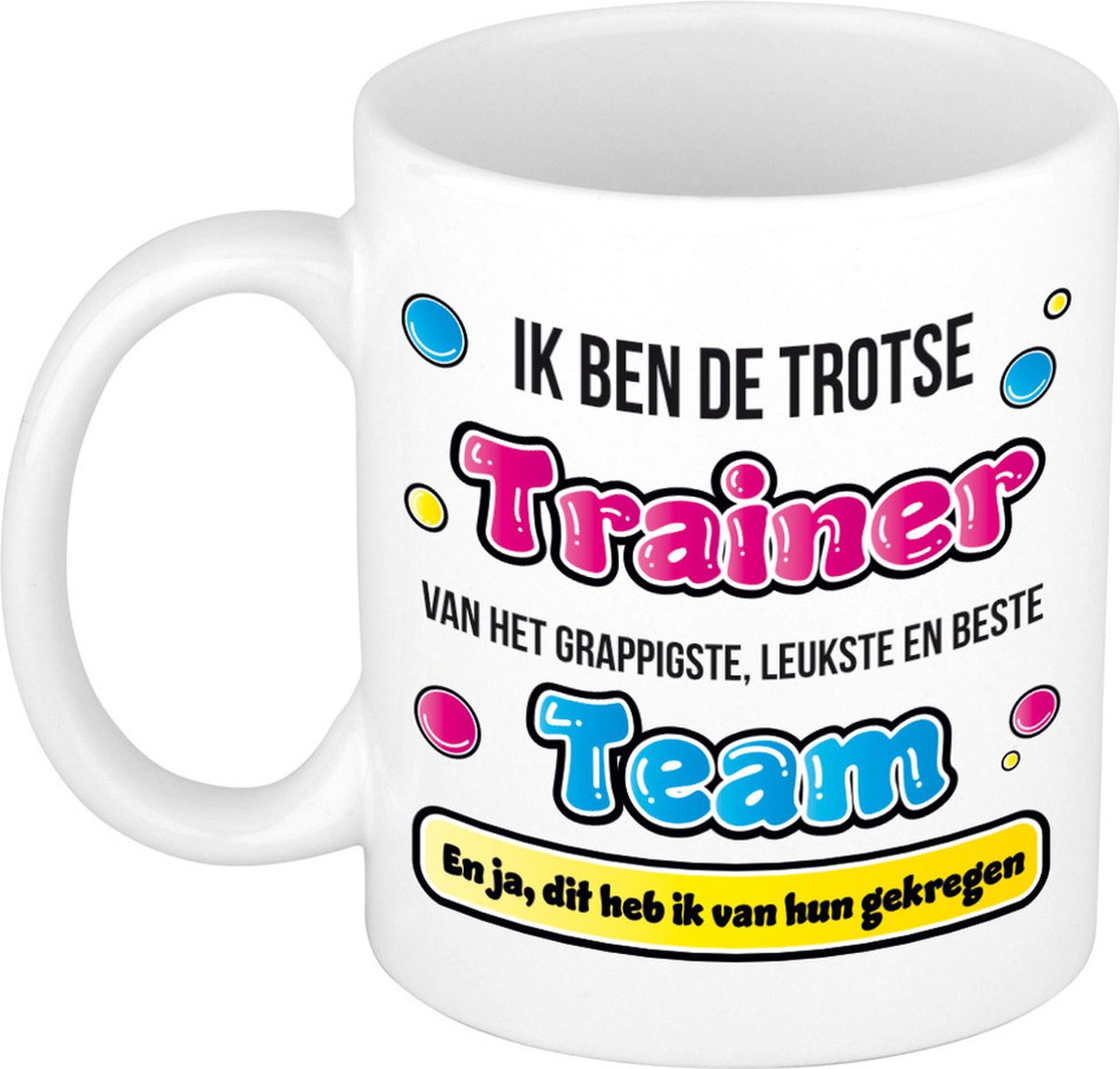 Bellatio Decorations cadeau mok voor trainer - grappig - keramiek - 300 ml