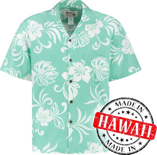 Hawaii Blouse - Chemise - Chemise "Vacation Vibes Turquoise" - 100% Katoen - Chemise Aloha - Homme - Made in Hawaii Taille L