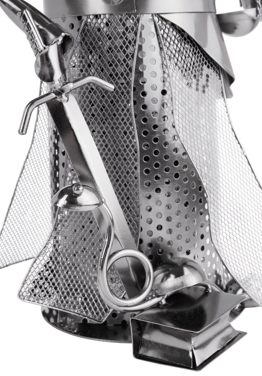 BRUBAKER Wine Bottle Holder Justitia Silver - Metal Sculpture Bottle Stand - Metal Number Wine Gift for Lawyers, Judges, Lawyers, Law Firm - with Greeting Card
