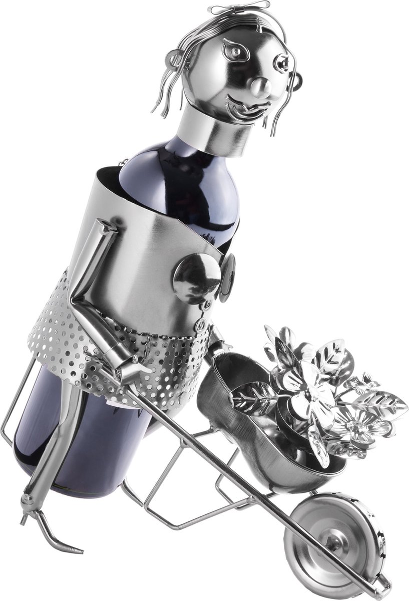 Porte-Bouteille Skieur Métal Brubaker - Décoration Vin Design - Idée Cadeau Originale - 36cm