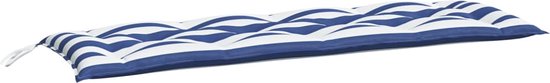 vidaXL - Tuinbankkussen - 150x50x7cm - stof - gestreept - wit - en - blauw