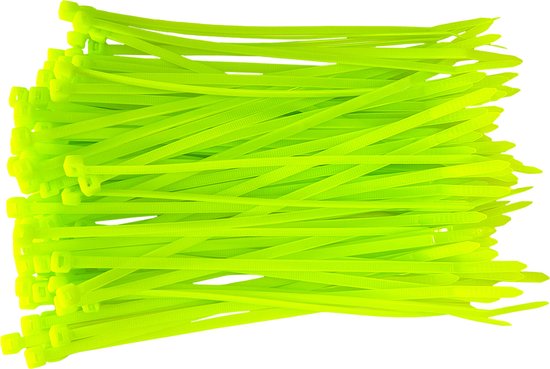 Foto: Kortpack kabelbinders tyraps 300mm lang x 4 8mm breed neon groen 100 stuks treksterkte 22 2kg bundeldiameter 76mm bundelbandjes lichten op onder blacklight 099 2087 
