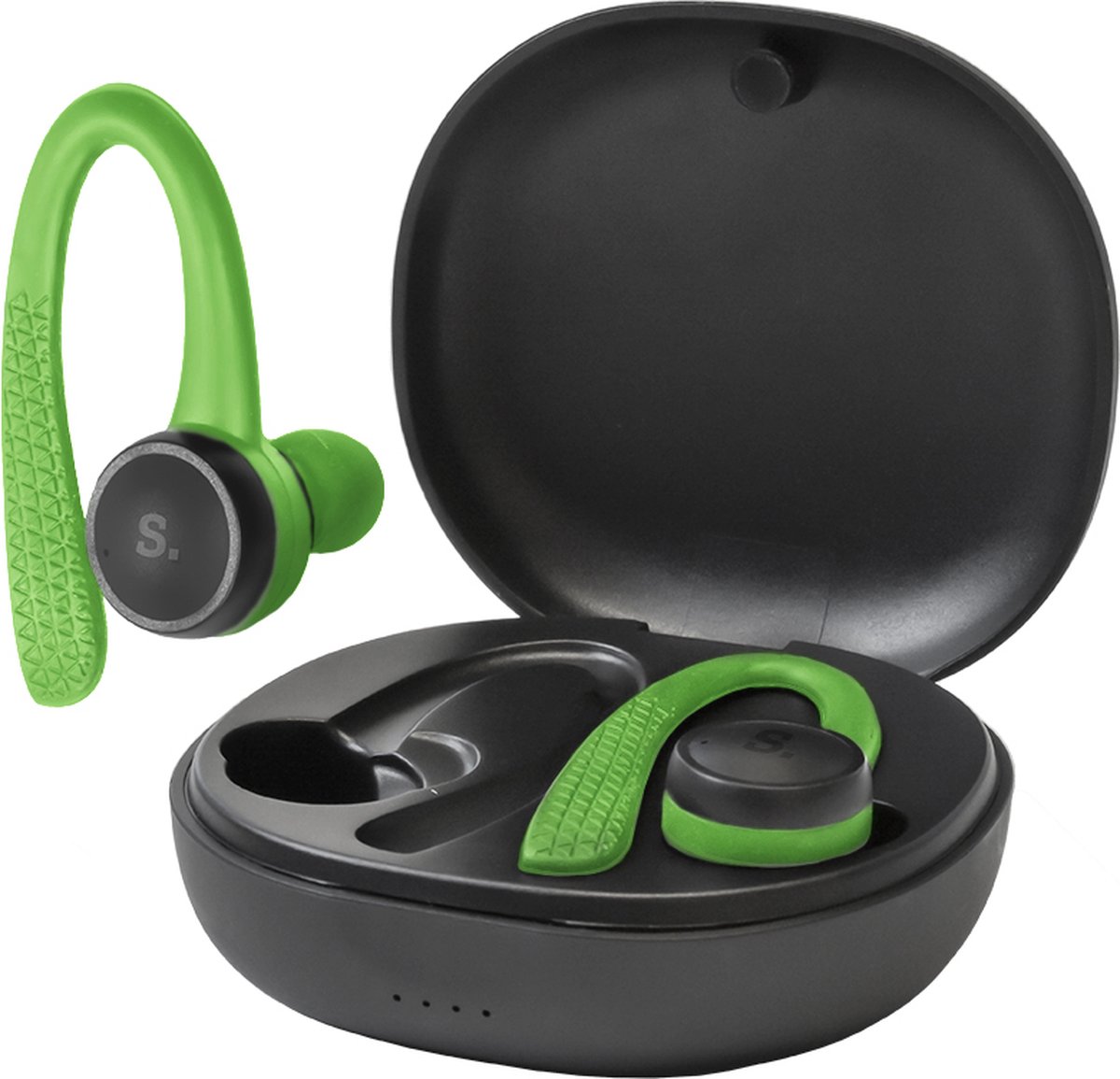 Sonume Sport - Volledig Draadloze Oordopjes - Met Siliconen Oorhaak - Waterproof - Bluetooth oordopjes voor Hardlopen, Fietsen en Fitness - Groen