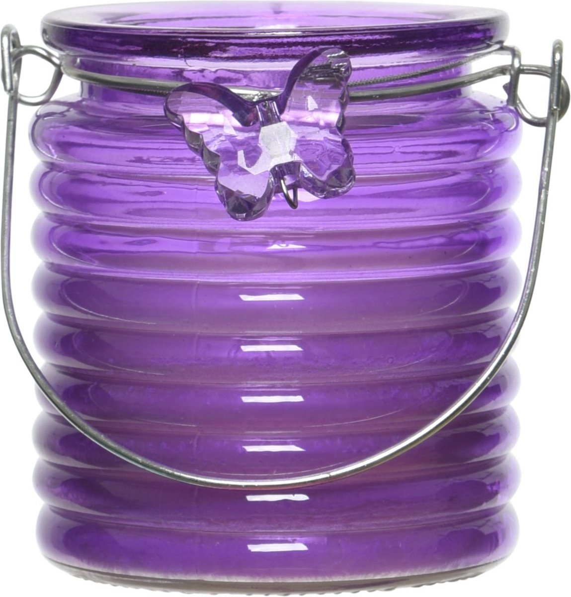 Citronella windlicht met kaars - paars - 20 branduren - citrusgeur