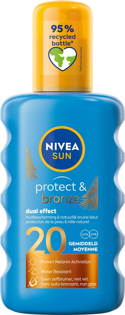 Goedkoopste NIVEA SUN Protect & Bronze Zonnebrand Spray - SPF 20 - Zonnespray - Waterproof - Stimuleert een bruine huid - 200 ml
