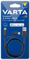 Varta 57943101401 Câble USB 1 m USB A Micro-USB B / Lightning Black