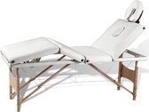 Table de massage pliable avec structure en bois (quatre parties / blanc crème)