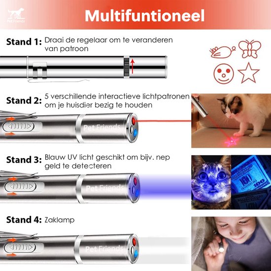 PetFriends USB Laserpen voor Katten – Oplaadbaar – Laser Kattenspeelgoed