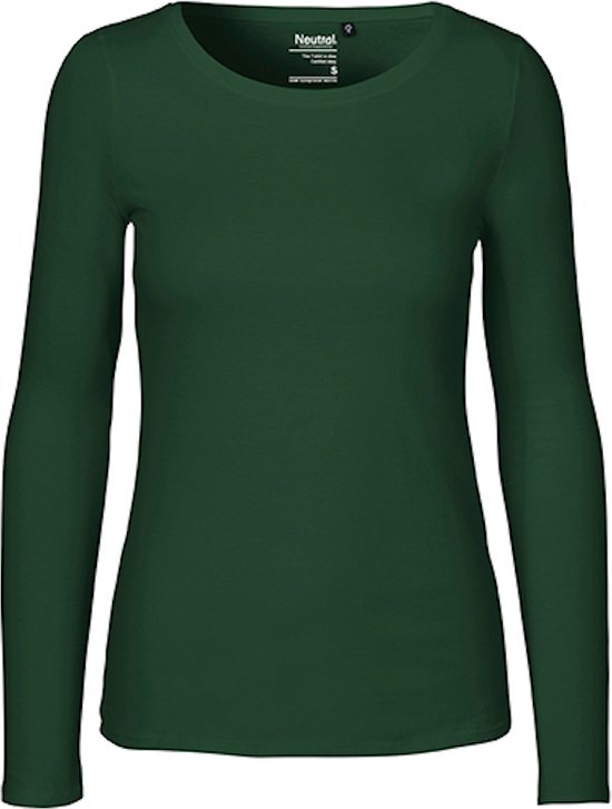 Ladies Long Sleeve T-Shirt met ronde hals Bottle Green - S
