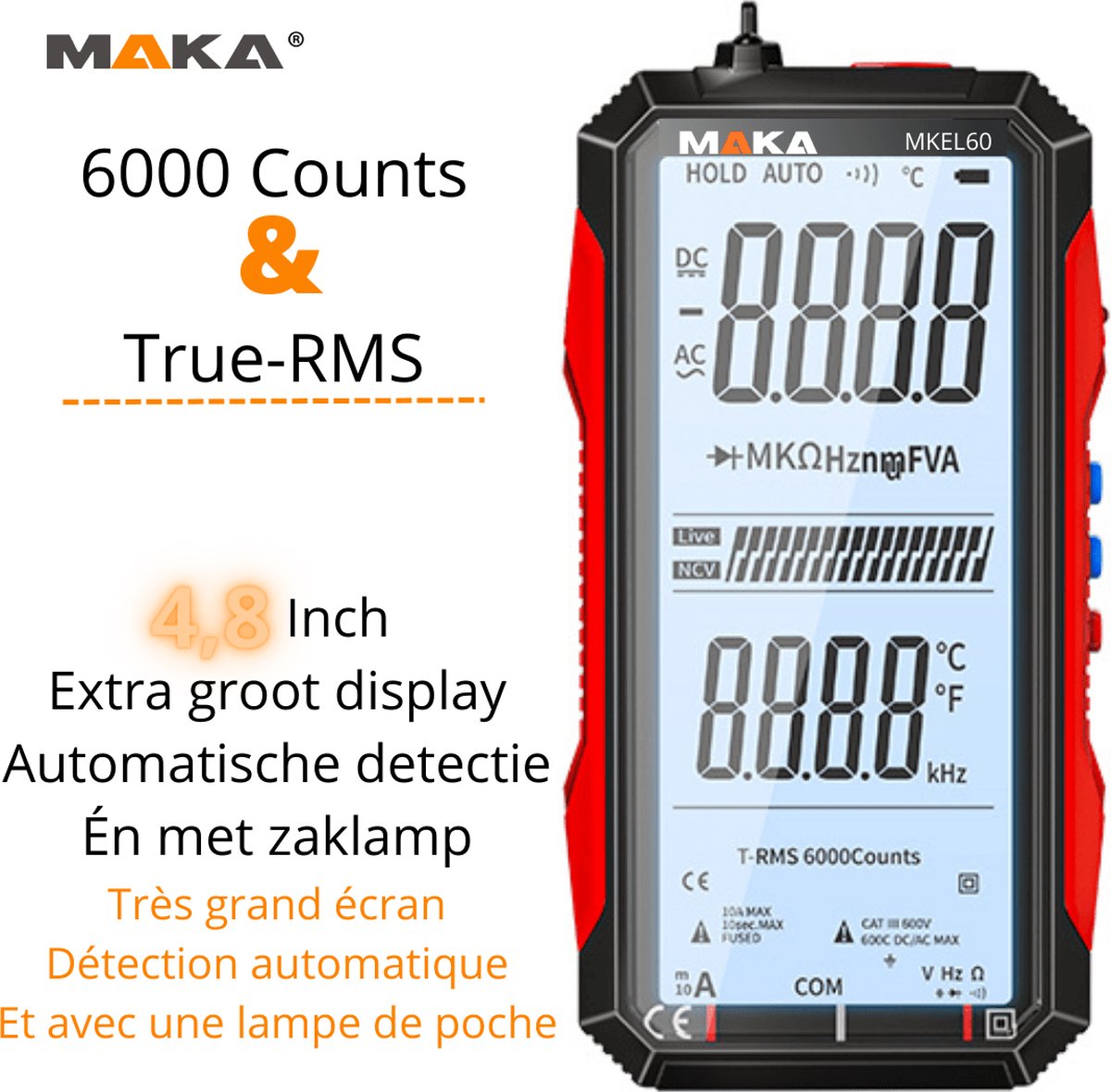 Multimètre numérique intelligent 6000 points True RMS