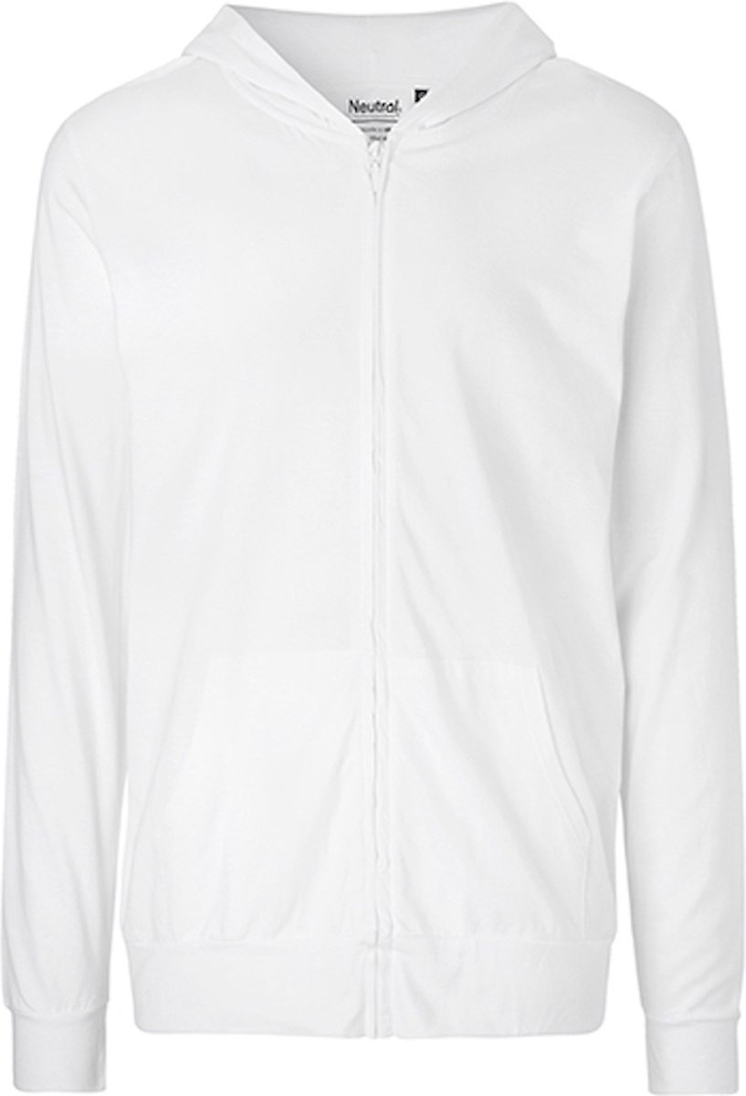 Unisex Jersey Hoodie met capuchon en rits Wit