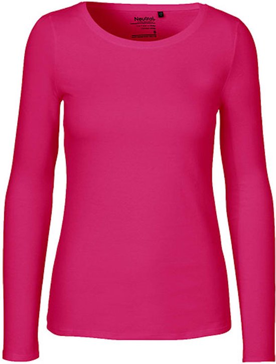Ladies Long Sleeve T-Shirt met ronde hals Pink - S