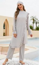 Elegante MAYSAM Burkini - 3 delig dames islamitische zwemkleding - kleur grijs- maat XL