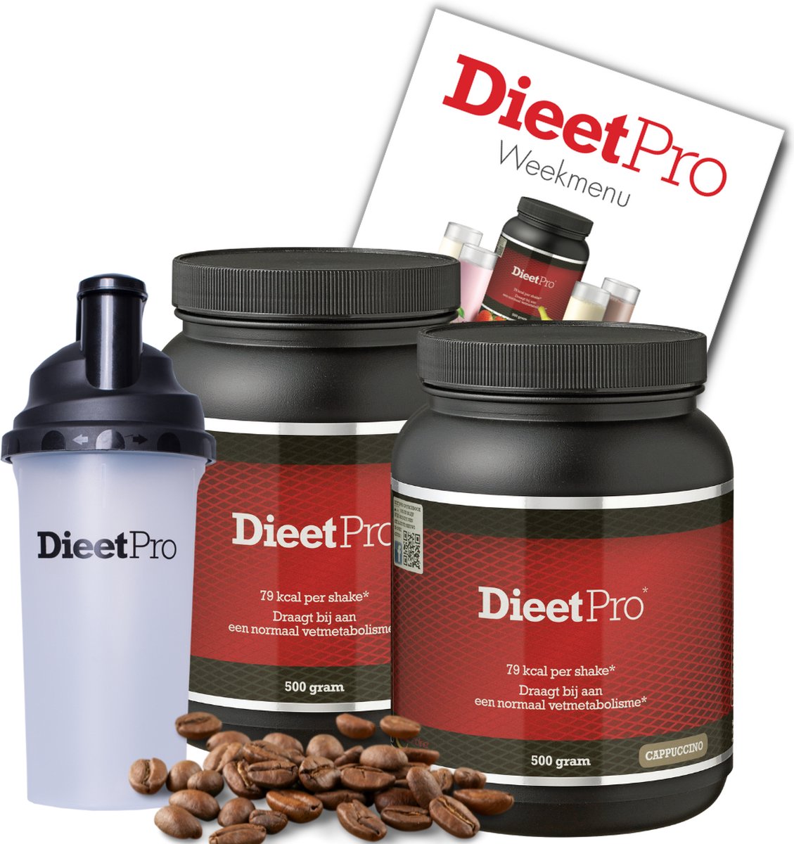 Goedkoopste 2 potten DieetPro Cappuccino plus Gratis Shaker