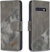 BINFEN Croco Book Case - Geschikt voor Samsung Galaxy S10 Plus Hoesje - Grijs