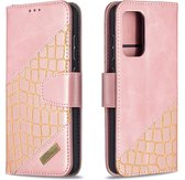 BINFEN Croco Book Case - Geschikt voor Samsung Galaxy A52 / A52s Hoesje - Rose Gold