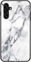 Coverup Marble Glass Back Cover - Geschikt voor Samsung Galaxy A54 Hoesje - Wit