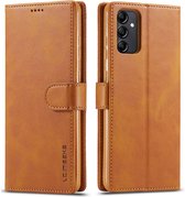 LC.IMEEKE Luxe Book Case - Geschikt voor Samsung Galaxy A14 Hoesje - Bruin