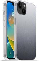 Geschikt voorApple Iphone 14 Plus - Soft case hoesje - Aluminium print - Metaal - Grijs - Siliconen Telefoonhoesje