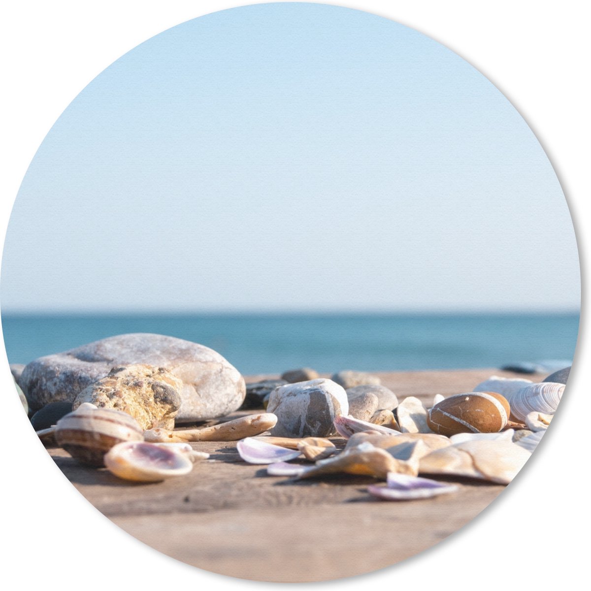 Muismat rond 40x40 cm - Mousepad Schelpen - Strand - Zee - Zomer - Zon - Ronde muismatten