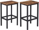 Rootz Barkrukken Set Van 2 - Barstoelen met voetensteun - Industriële Barkruk - Donkerbruin - 40 x 30 x 65 cm
