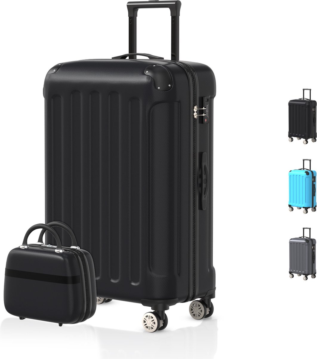 Voyagoux® Kofferset 2 delig - ABS kofferset - XS / L - Koffer - Zwart