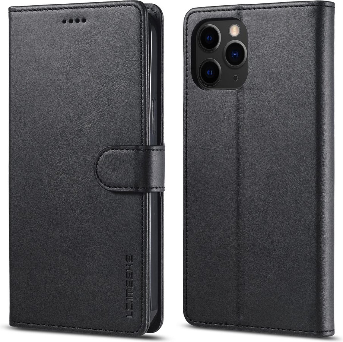 LC.IMEEKE Hoesje - Geschikt voor iPhone 13 Pro Hoesje - LC.IMEEKE Luxe Book Case - Zwart