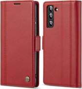 LC.IMEEKE Classic Book Case - Geschikt voor Samsung Galaxy S22 Hoesje - Rood