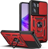Coverup Ring Kickstand Back Cover met Camera Shield - Geschikt voor OPPO A57 / A77 Hoesje - Rood