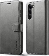 LC.IMEEKE Luxe Book Case-- Geschikt voor Samsung Galaxy S23 Hoesje - Grijs