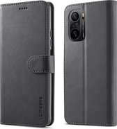 LC.IMEEKE Luxe Book Case - Geschikt voor Xiaomi Poco F3 Hoesje - Zwart