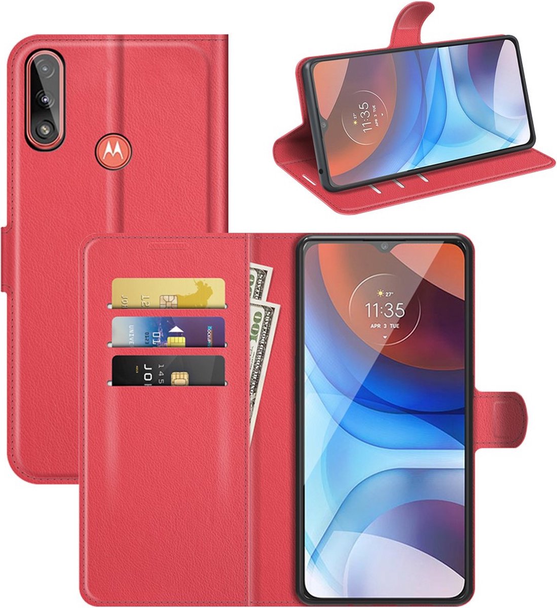 Coverup Book Case - Geschikt voor Motorola Moto E7i Power / E7 Power Hoesje - Rood