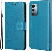 Coverup Bloemen & Vlinders Book Case - Geschikt voor Nokia G11 / G21 Hoesje - Blauw