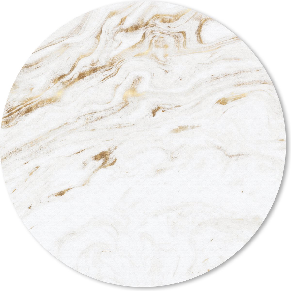 Muismat rond 50x50 cm - Mousepad Marmer - Goud - Wit - Trendy - Ronde muismatten