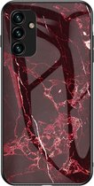 Coverup Marble Glass Back Cover - Geschikt voor Samsung Galaxy A34 Hoesje - Rood