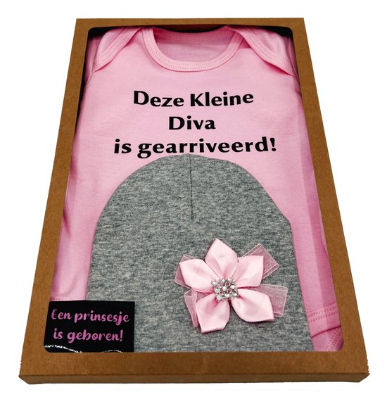 kraamcadeau brievenbus - romper en muts - kan rechtstreeks worden verstuurd - newbord - kraamcadeau meisje van Donkerbruin — afbeelding 4